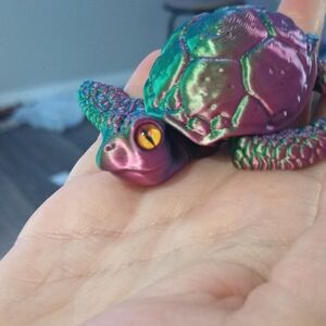 Iridescent Purple & Green Turtle Figurine With Certificate